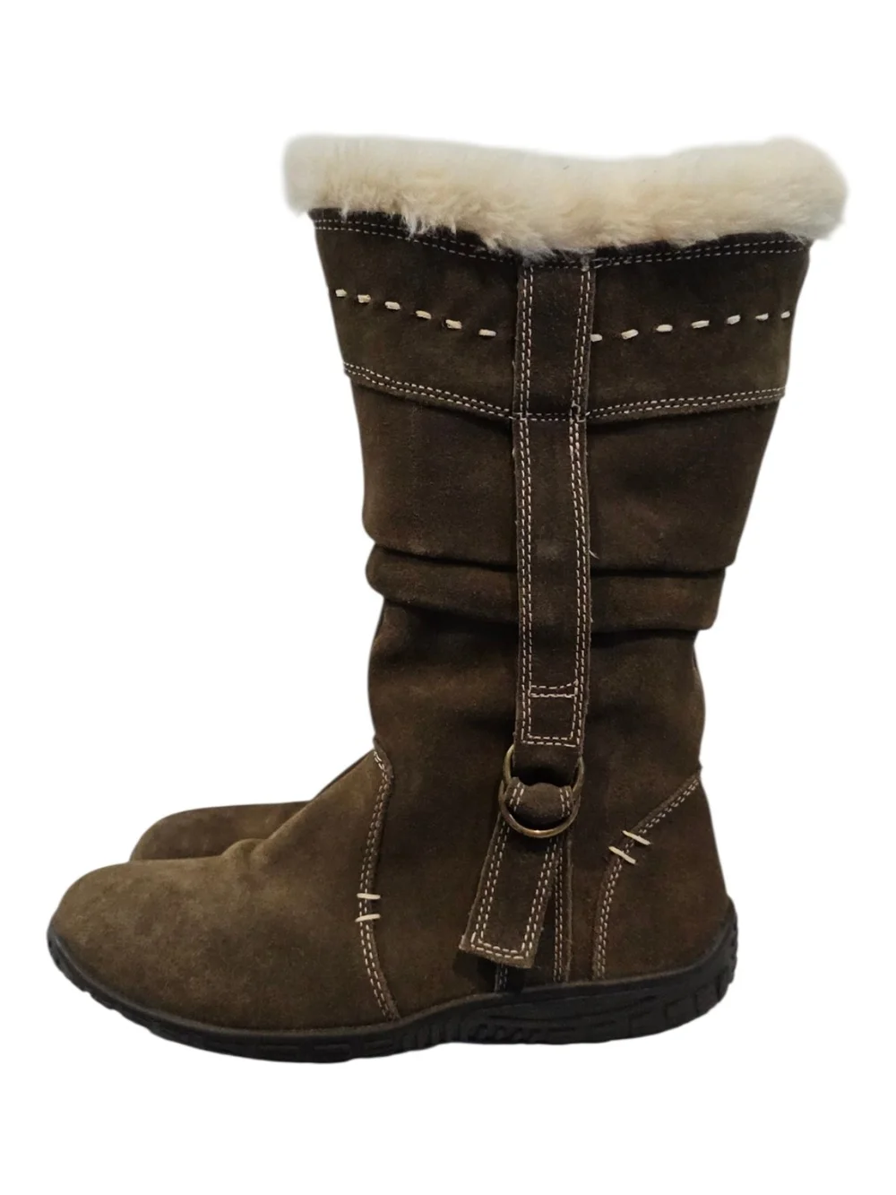 White Mountain Size 8 Trader Leather Boots Faux Fur